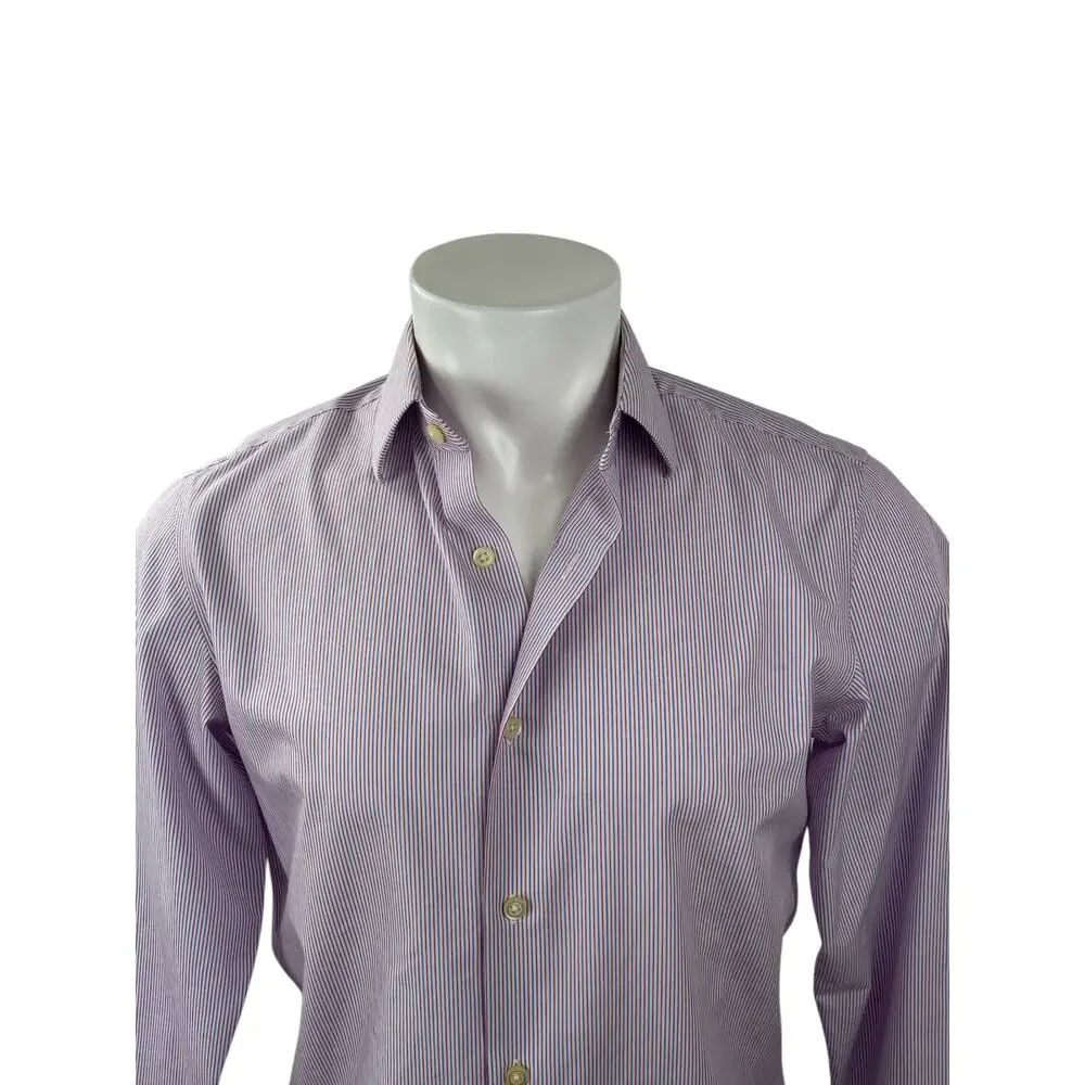 Banana Republic Men's Striped Collared Long Sleeve Slim Button Down Shirt Top S